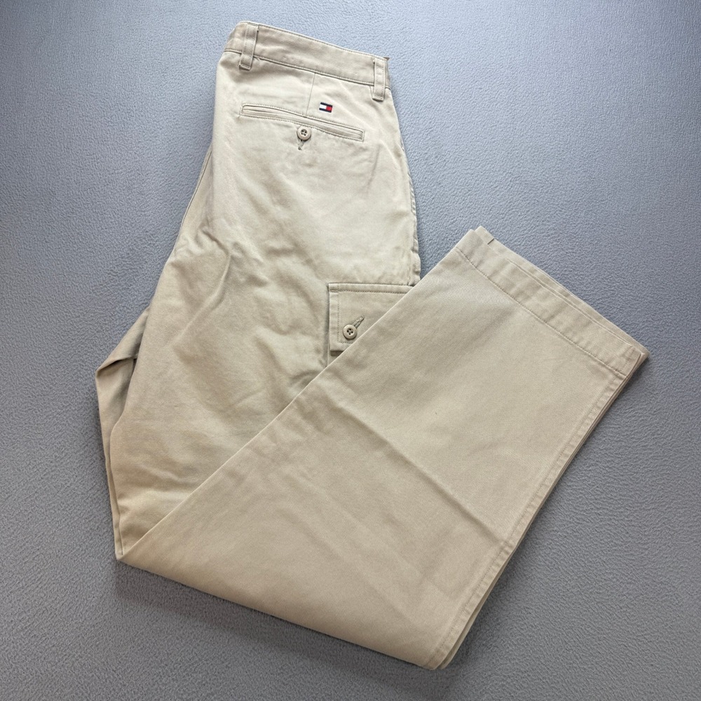 Tommy Hilfiger Cargo Pants Mens 34x32 (FIT 34x31) Tan Straight Leg Utility Chino